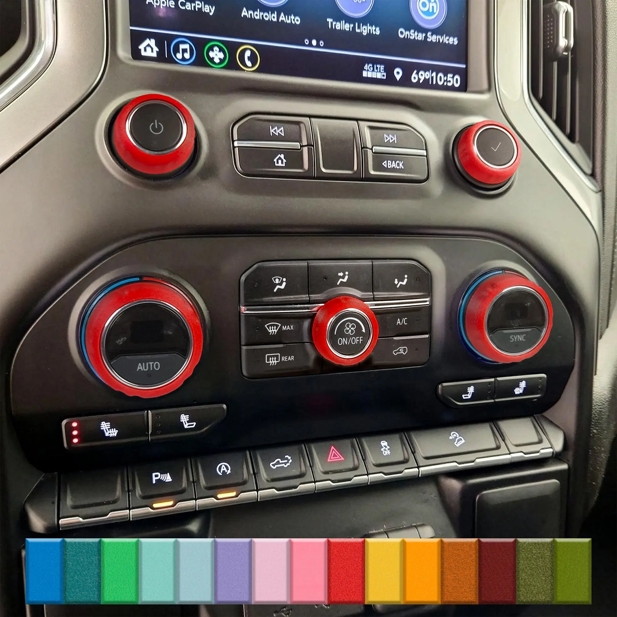 For Chevy Silverado 2019-2026 - Knob Press-Fit Covers | 5-Knob or 3-Knob Set Choose Your Color! Precision Fit For a Snug Fit That Stays In Place With No Tape or Adhesive. Made with High Quality Materials That Won't Warp or Fade! Made In The USA