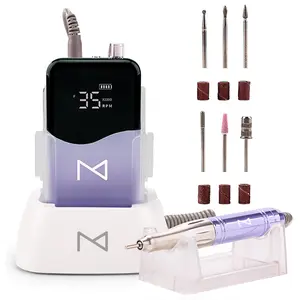 M Mase- Professional Nail Drill Machine - Coreless 2-in-1 Nail File - Electric, Cordless, 35000 RPM, HD Display - Electric Nail Drill for Professional & Home Use (Violet)