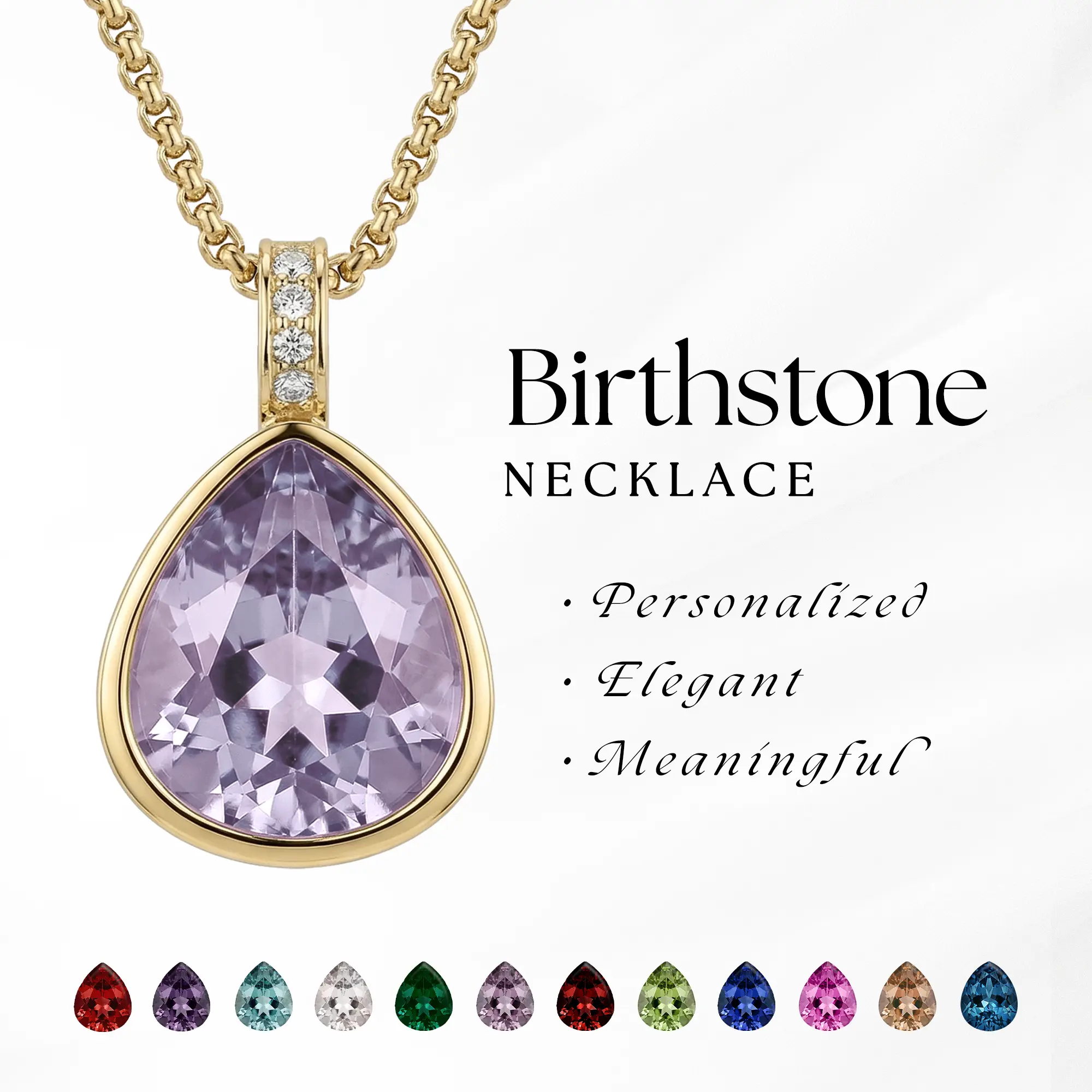 Jewels By Jules Gold-Plated Stainless Steel Customized Birthstone Necklace, Personalized Pendant, Chain Jewelry for Women – Minimalist Everyday Wear, Birthday Anniversary Gift, Customized Necklaces, Personalized Pendant Necklaces