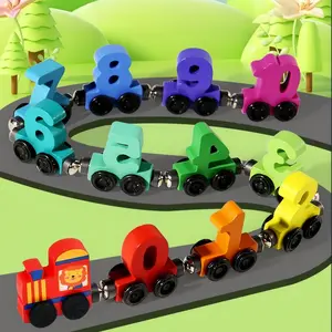 12-Piece Magnetic Number Train Set, Wooden Colorful Learning Toy, Math Learning Blocks, Math Learning Tools, Counting & Sorting Game, Pre-School Educational Activity, Birthday Gift