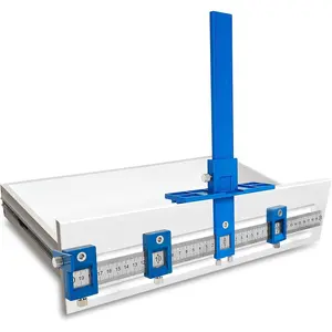 Cabinet Hardware Jig Tool ，Wood Drilling Dowelling Guide，Power Tools Drilling Punch Locator for Handles Knobs on Doors and Drawer -Blue Plastic