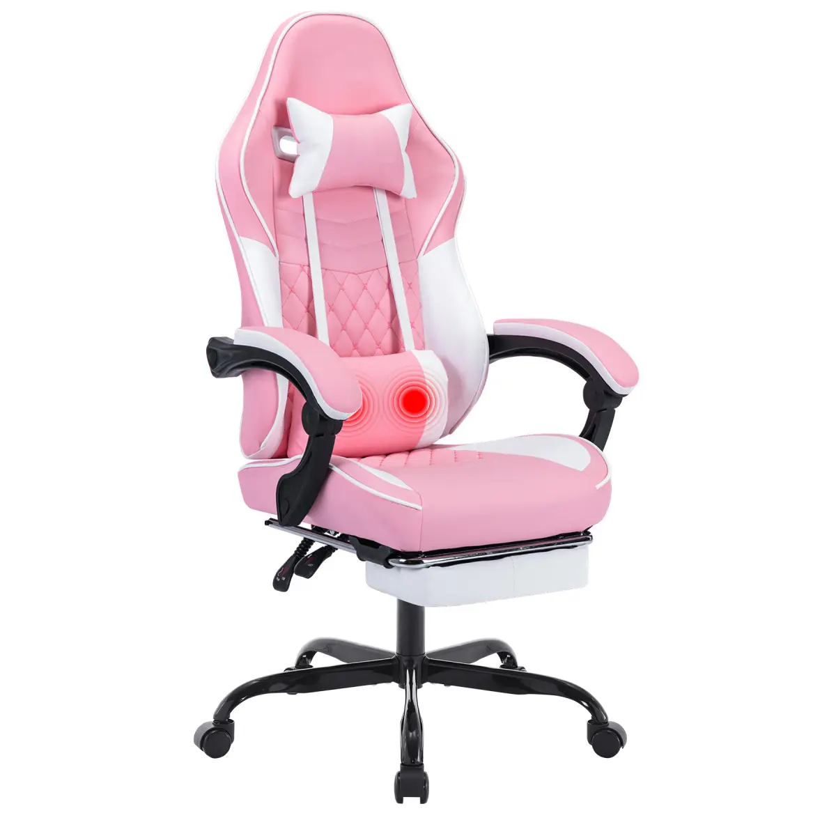 Ergonomic High Back Gaming Chair with Massage Lumbar Support, Adjustable Backrest, Adjustable Footrest, Thick Cushion, 90°-135° Recline & Quick Setup, Comfortable Office Computer Chair for Home Work
