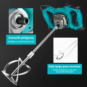 2100W Handheld Electric Mixer, 6-speed adjustable, for paint, putty, cement, and concrete mixing, used for mixing mud, cement, mortar, paint, and feed.Portable mud and concrete master - durable mixer