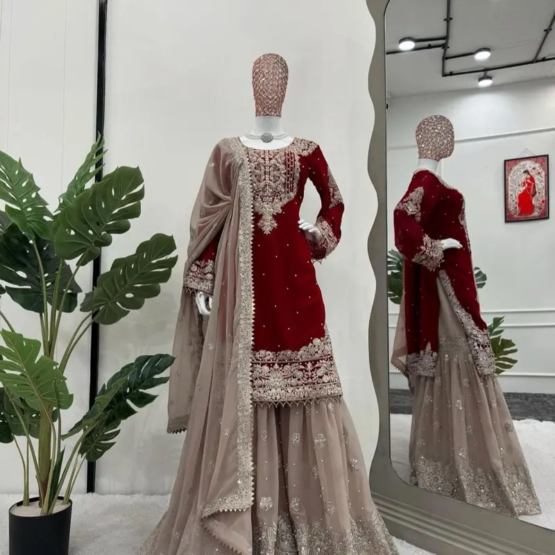 Indian Bridal Sharara - Simple Product Title with No Additional Features or Specifications Provided