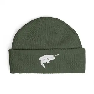 Astrofishicist Leaping Bass Cuff Beanie — Fly Fishing Knit Hat