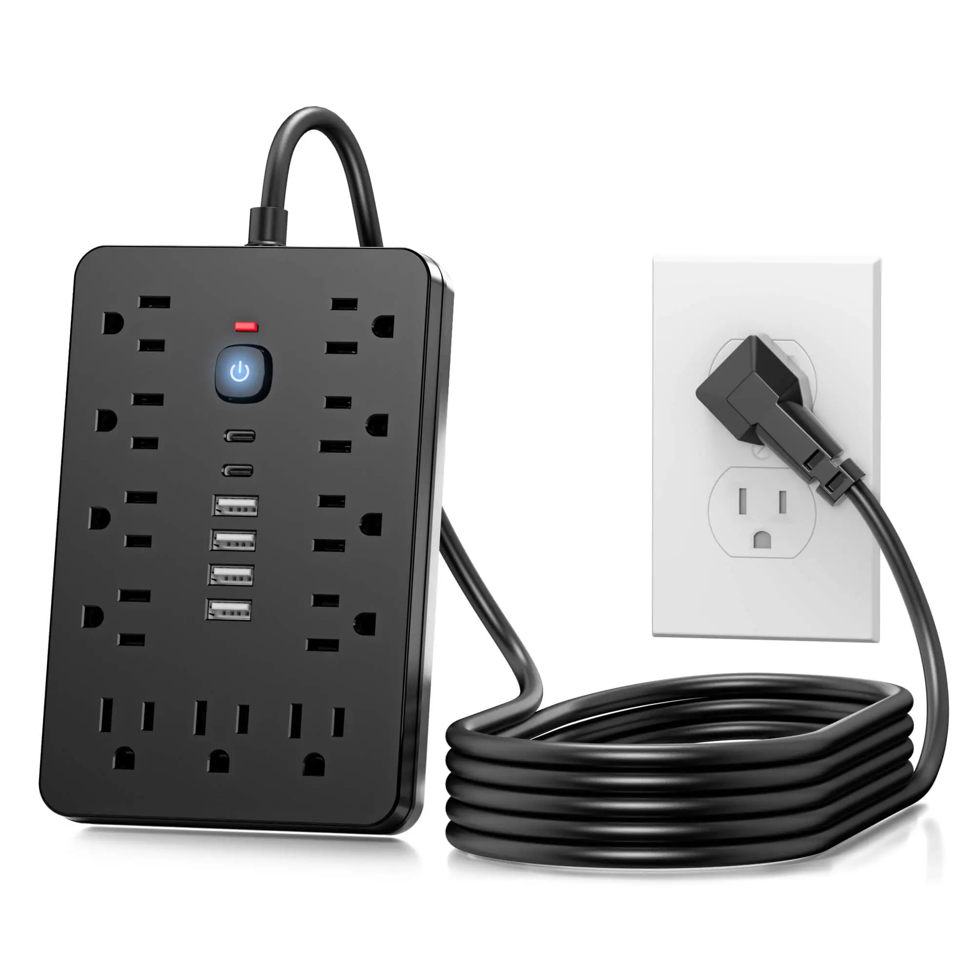 17 In 1 Surge Protector Power Strip, Surge Protection, Wall Mounted Compact Desktop USB Charger Charging Station With 11 AC Outlets, USB & Type-C Ports, Cord and Devices, Suitable for Home, Office and Travel