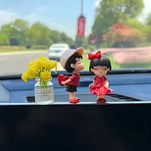 3PCS Car Center Console Decorative Ornaments Kissing Couple Purple Vase Romantic Atmosphere Creator Car Interior Gifts for Car Lovers trinket