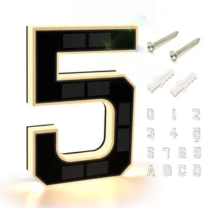9 Inch Waterproof Solar LED Address Sign - Modern Farmhouse Style, Various Designs for Outside House Numbers