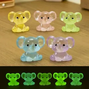 Glow-In-The-Dark Elephant Figurine, Cartoon Resin Craft, Cute Desktop Decoration, Desktop Statue, Miniature Landscape Ornament, Home Table Decor, DIY Craft, Decorative Figurines, Indoor Home Decoration