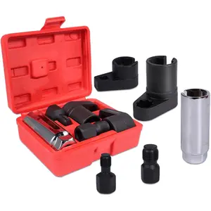 5-Piece Forged O2 Oxygen Sensor Socket & Thread Chaser Set – Automotive Tool for Sensor Removal