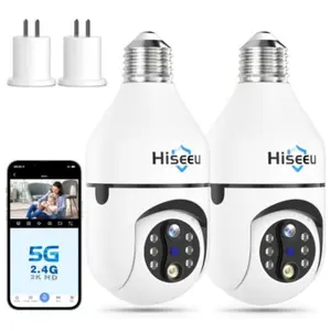 10X Zoom PTZ Light Bulb Security Camera Wireless WiFi 5G&2.4GHz, Light Socket Security Camera for Home, 2-Way-Audio, Auto Tracking & Alarm, 3MP Color Night Vision, SD & Cloud Storage （Dual Lens）