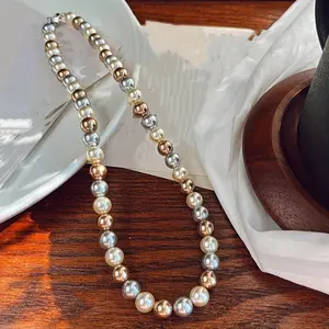 Elegant Freshwater Freshwater Pearls Necklace, Mixed Color Coffee Freshwater Pearls, December Birthstone, Celestial Theme, Suitable for Casual Attire And Gift Occasions, Sexy And Simple Design, Suitable for Valentine's Day, Jewelry for All Seasons