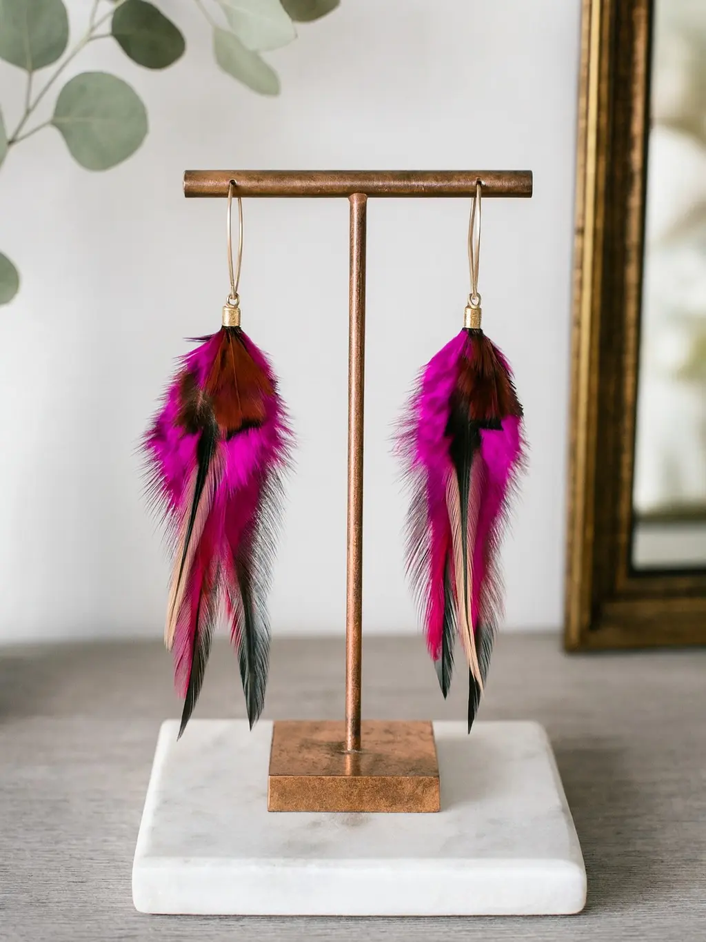 Whimsical Lightweight Drop Earrings - Unisex Bird Shaped Feathers Earrings with Blush Pink Fabric Feathers, Comfortable All-Day Wear for Bird Lovers, Whimsical Earrings Cute Jewelry Pink Dangles
