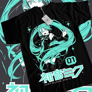Hatsune Miku T-Shirt Anime Girl Kawaii Project Diva Vocaloid Shirt All Size color, Waifu Manga Graphic Tee, Japanese Aesthetic Unisex Streetwear Crewneck Short Sleeve Shirt for Men & Women