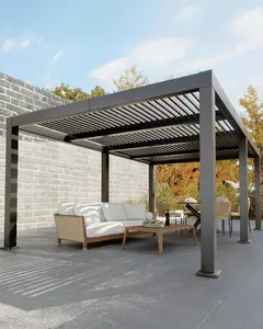 Louvered Pergola 12' x 20',Outdoor Aluminum Pergola,Hardtop Gazebo,Modern Style with Adjustable Louvers,Reinforced Aluminum Frame,Integrated Drainage System,for Deck Garden Yard(Grey) Patio Canopy Patio Parasol