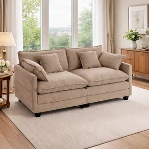 【Multi-package + Free gift】Modular Sectional Sofa,75" Loveseat Couch for Living Room, Modern Deep Seat Sofa 2 Seater Chenille Fabric Comfy Cloud Couches with Throw Pillows for Apartment