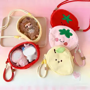 Plush Cartoon Doll Storage Bag, Dustproof Display Case for Toys & Figures, Cute Cotton Candy Doll Holder, Hangable Wall Hanging Organizer