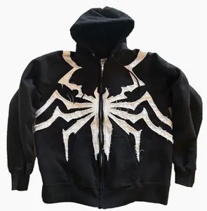 American and European dark street fashion spider print men's and women's hooded pullover hoodie
