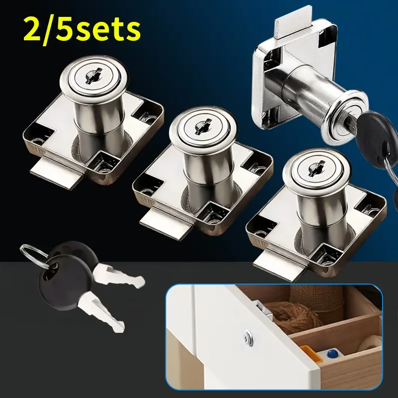 2/5 sets of drawer locks with keys, Lock and Key, hardware accessories furniture cabinet locks, used for bedside table wardrobe drawer locks, Safety Lock
