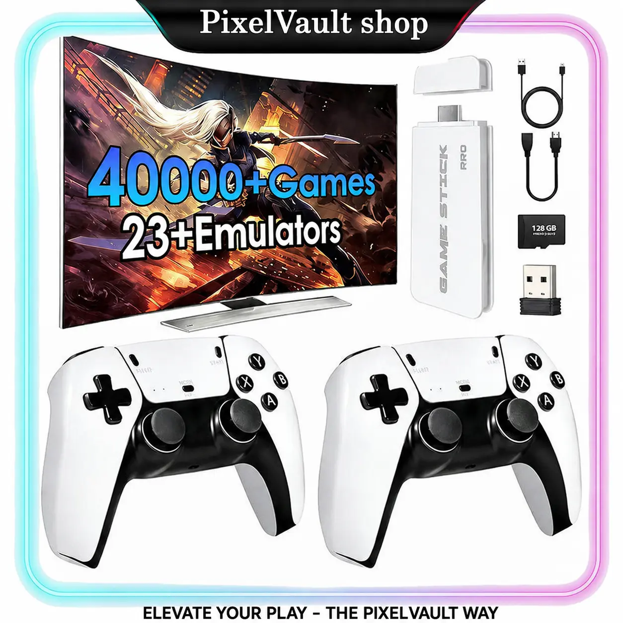 Retro Mass Games Console , 2 Wireless Controllers, HD Output, Built-in Games, Portable Tech Gadget  - Father's Day Gifts, Dad Gift for Adults, Fathers Day Gift Ideas, Men's Stuff