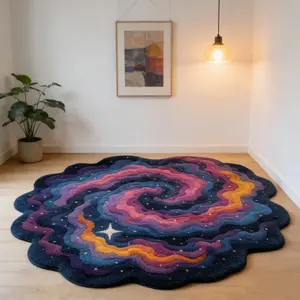 Dream Galaxy Nebula Carpet, Irregular Starry Swirl Design, Soft Plush Rug for Living Room, Bedroom, Sofa, Bedside, Cloakroom, Super Soft Rug, Versatile Usage