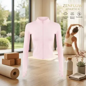 Women's Active Zip Up Running Workout Cropped BBL Athletic Jacket with Thumb Holes - Lightweight Breathable Stretchy Gym Yoga Sports Top for Fitness Training Jogging Outdoor Activities Comfortable Fashion