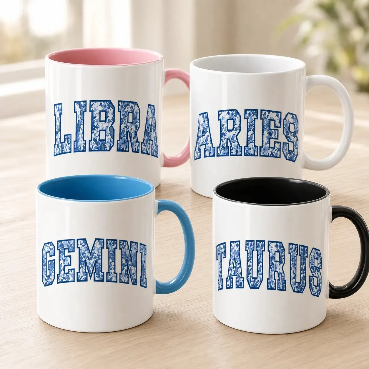Custom Zodiac Coffee Mug, Personalized Star Sign Name, Astrology Birthday Gift for Women, Vintage Collegiate Style - BABINO HOUSE