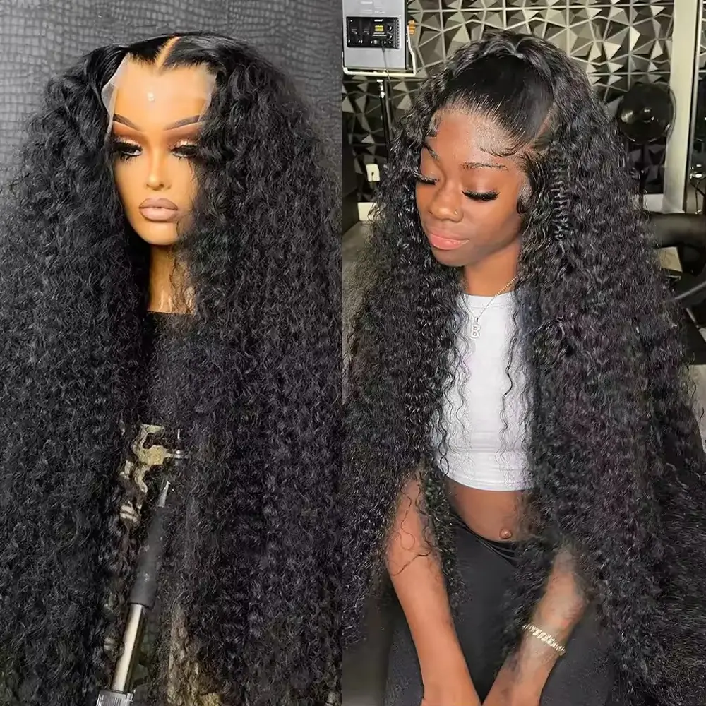 Curly Human Hair Wig For Women 13x6 HD Transparent Lace Frontal Wig Human Hair Pre Plucked Water Wave Lace Wigs 180%