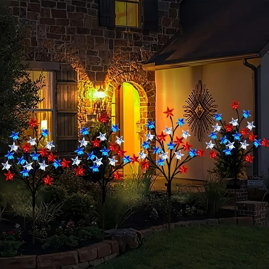 Set of 5, July 4th Outdoor Decorative Solar Stake Lights, Patriotic Red, White, and Blue Star-Spangled Solar Lights, Waterproof Outdoor Fourth of July Lights, Perfect for the Fourth of July, Memorial Day, Gardens, Pathways, Yards, Sidewalks, and Parties S Set of 5, July 4th Outdoor Decorative Solar Stake Lights, Patriotic Red, White, and Blue Star-Spangled Solar Lights, Waterproof Outdoor Fourth of July Lights, Perfect for the Fourth of July, Memorial Day, Gardens, Pathways, Yards, Sidewalks, and Parties S