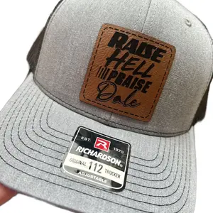 Richardson 112 | Heather/Black | engraved leather patch | raise hell praise Dale | Dale Earnhardt
