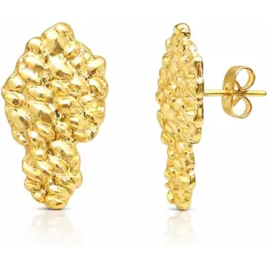 Gold Nugget Earrings for Men - Nugget Earring 18k Gold Plated -925 Sterling Silver Stud Earrings Gold Plated Earring studs