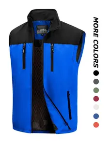 Men's Lightweight Softshell Vest with Zipper Pockets, Windproof Sleeveless Zip Up Casual Jacket Coat Outerwear for Hiking Running Golf