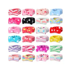 Spa Headband Bow Hair Band for Washing Face Women Skincare Headbands Elastic Makeup Headband Coral Fleece Face Wash Headband Facial Headband Hairlace Head Wraps for Cosmetic Shower