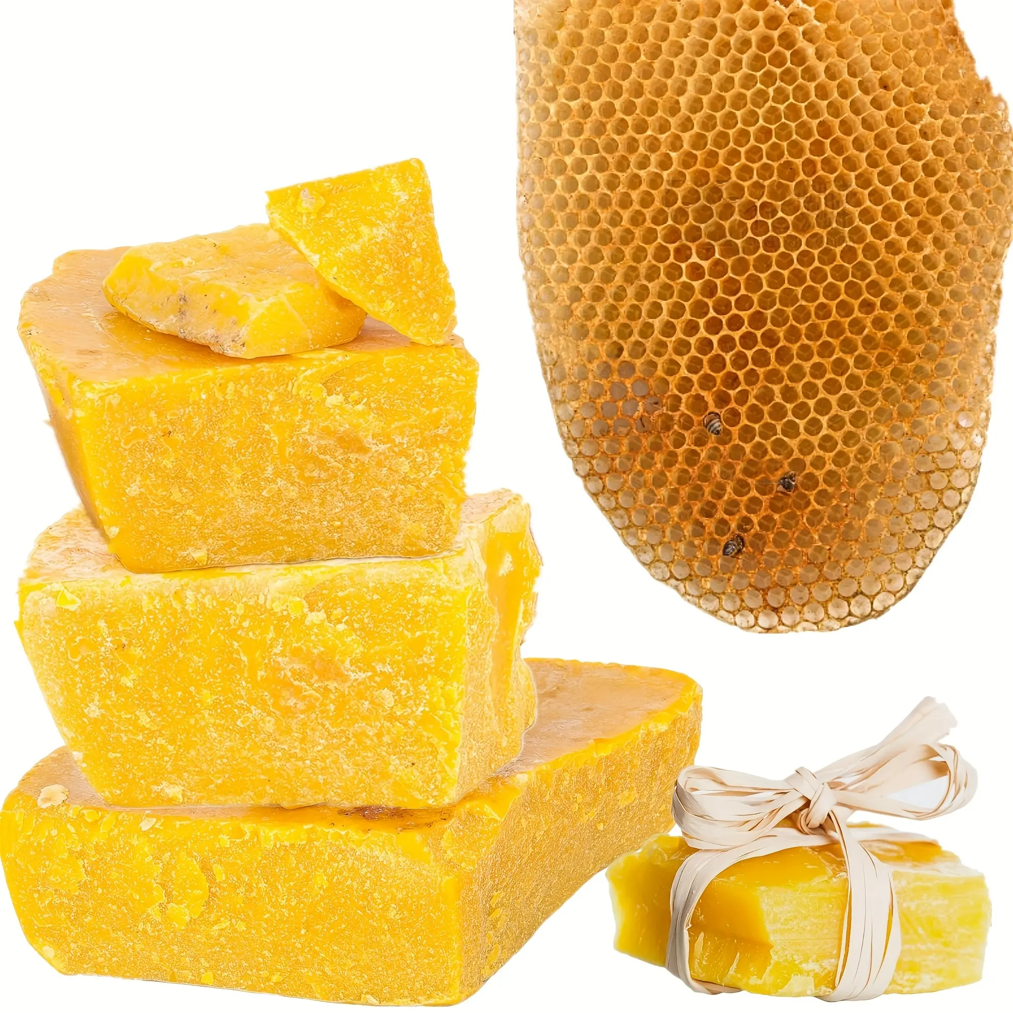 2LB 32oz Genuine Beeswax Block Direct from Beekeepers Natural Yellow Crude Wax for Candle Making & Wax Molding Materials