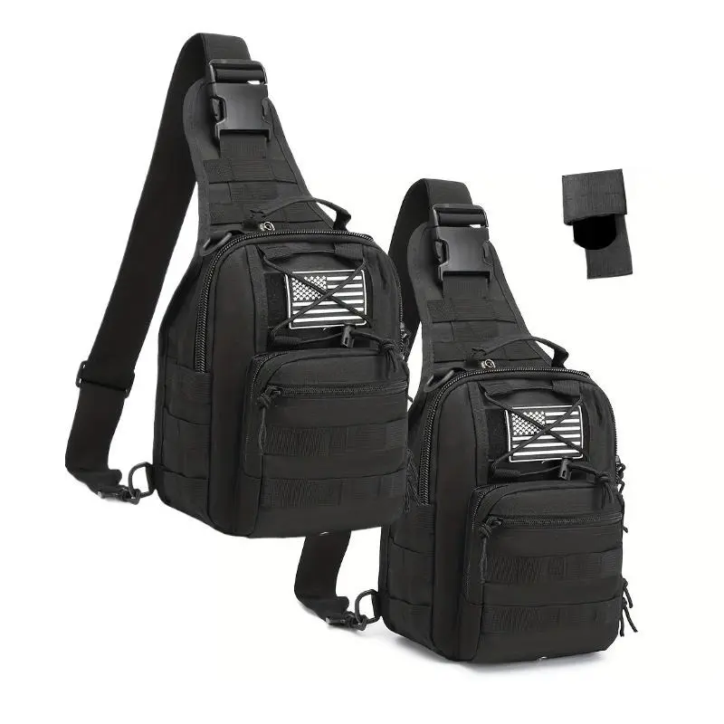 Tactical Backpack, Messenger Bag, 1000D, Outdoor Military, Large Capacity | Waterproof | Abrasion Resistant | Adjustable | CCW, EDC chest bag, handbag, suitable for men and women for hiking, traveling, cycling, camping, gym bag, small fishing bag
