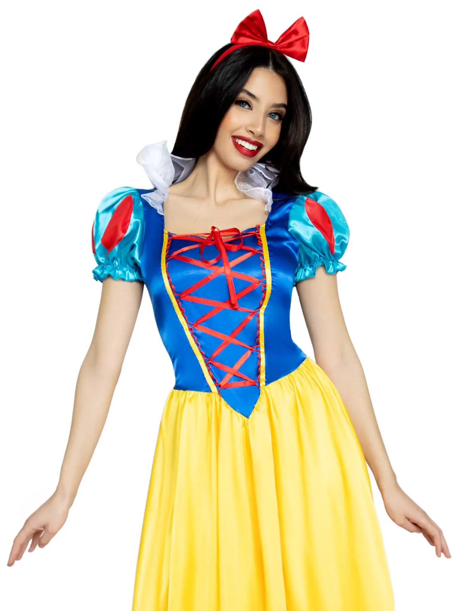Leg Avenue Women's 2-Piece Snow White Princess Costume, Classic Lace-Up Character Gown with Headband for Halloween & Cosplay, Women's Clothes, Character Design, Hand Wash, Cosplay Gear, Long Gown, Cute, Accessories, Fit, Trick Or Treat
