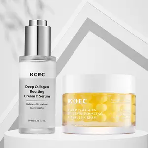 Deep Collagen Hydrating Duo, Deep Collagen Rentinol Boosting Capsule Cream & Deep Collagen Boosting Cream In Serum, Hydrating and Firming Skincare Set, Collagen Moisturizer, Enhance Elasticity for Aged Skin, Anti Aging Moisturizer