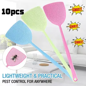 10-Pack Colorful Mosquito and Fly Swatter Set, Mosquito Killer, Durable Plastic Material, Practical Summer Pest Control, Long Handle Design, Ideal for Apartments and Dorms, Anywhere