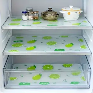 4pcs Waterproof Refrigerator Liner Set - Moisture-Proof, Non-Slip, Washable, Reusable, EVA Material, Novel Lemon Pattern, Suitable for Refrigerator and Kitchen Decoration, Refrigerator Liner, Drawer Liner, Shoe Cabinet Liner, Cabinet Liner, Fridge Liners