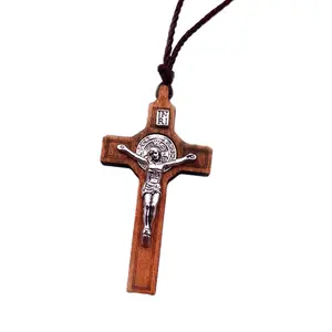 Wood Crosses Aesthetic Necklace Jewelry On The Neck ZincAlloy