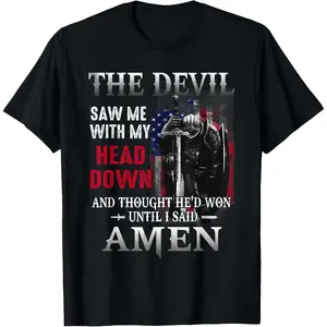 Devil Saw Me With My Head Thought He& #   39;d Won Until I Said Amen T-Shirt        Graphic tees Shortsleeve Casual