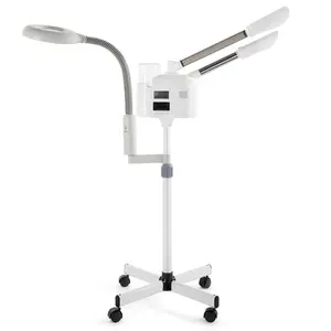 Beauty Salon 3 in 1 Facial Steamer with Hot & Cold Nozzle 5X LED Magnifying Lamp for Esthetician Use on Wheels All Skin Types