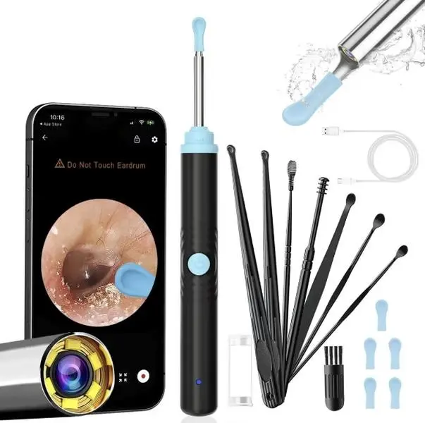 Ear Wax Removal - Earwax Remover Tool with 6 Pcs Ear Set - Ear Canal Cleaner with 1080P Camera - Ear Cleaning Kit with 6 Ear Spoon - Ear Camera for iOS & Android,Gift for Birthday & Christmas Ear Wax Remover