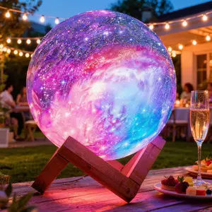Galaxy Moon Lamp Upgrade 128 Colors, Birthday Gifts for Kids Girls Boys Teens Her, Remote & Touch Control, Diameter 5.9 inch