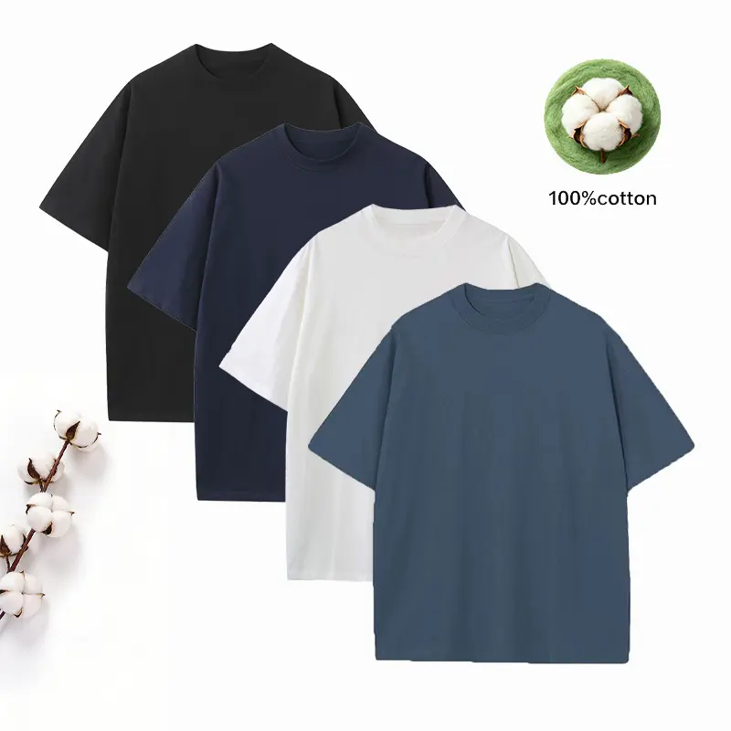 4 Pack Unisex 230GSM Heavyweight 100% Pure Cotton T-Shirts,  Fit Solid Color Basic Crew Neck Tees, Soft Fade Proof Durable Breathable Casual Tops for Everyday Wear, Streetwear & Loungewear