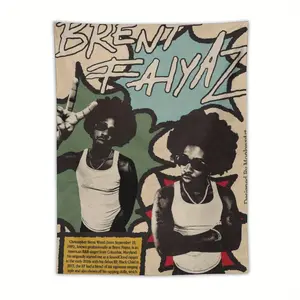 Brent Faiyaz "Wasteland" Music Album Cover Tapestry - Vibrant Wall Art for Bedroom, Living Room, or Dorm Decor - Horizontal Peach Light Beige Fabric Design, Music Room Decoration |     Retro Tapestry Ornaments Artistic Photo Print