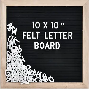 Felt Letter Board with 294 Letters Numbers Symbols 10x10 inch Changeable Message Board with Wooden Frame Wall Mount Black