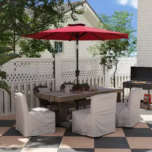 10 Ft Outdoor Patio Umbrella, Outdoor Table Umbrella with Push Button Tilt and Internal Crank, 8 Reinforced Steel Ribs, UV Protection-Waterproof Canopy for Garden, Deck, Backyard, Pool summergarden