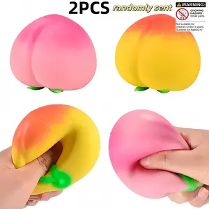 2-Pack Peach Stress Relief Toys, Bouncy Squishy Fun, Handheld Relaxation Toy, Realistic Fruit Decor, Cute Soft Gel Toy, Perfect Party Gift
