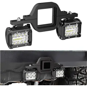 2 Pcs 4 Inch 60W Led Pods with 2 Inch Tow Hitch Mounting Brackets Backup Reverse Lights Rear Light Bar for Pickup ATV SUV Truck Trailer Boat Dual Row Triple Row Automotive Waterproof Taillight dealsforyoudays